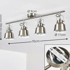 Plafonnier Safari Chrome brossé, 4 lumières