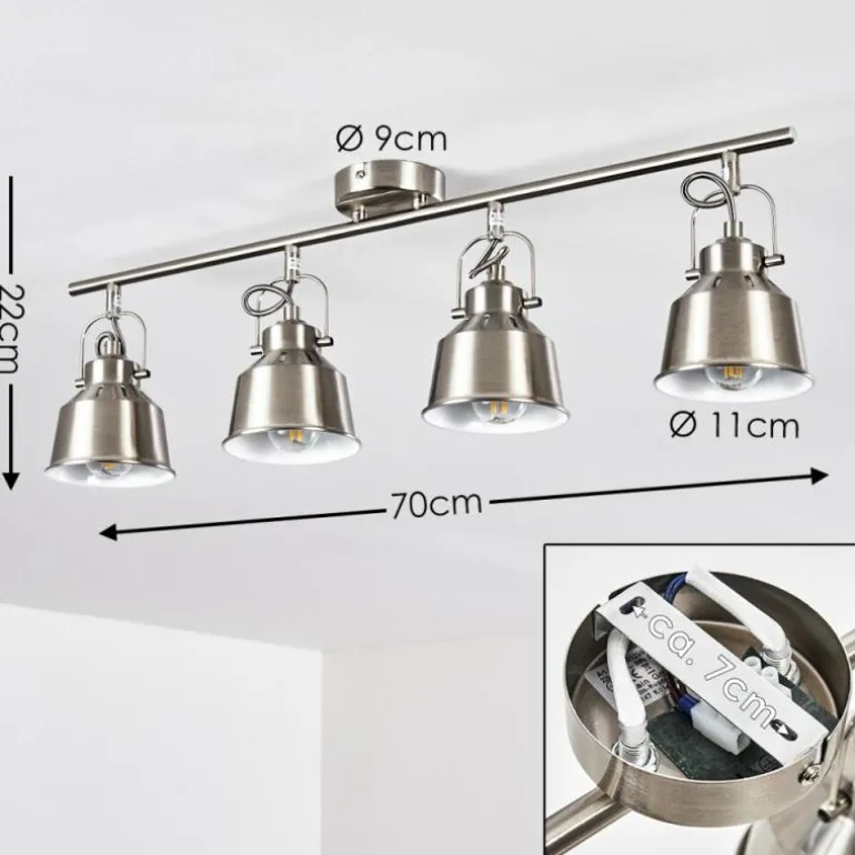 Plafonnier Safari Chrome brossé, 4 lumières