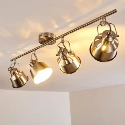 Plafonnier Safari Chrome brossé, 4 lumières