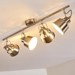 Plafonnier Safari Chrome brossé, 4 lumières