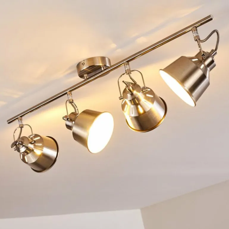 Plafonnier Safari Chrome brossé, 4 lumières