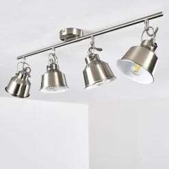 Plafonnier Safari Chrome brossé, 4 lumières