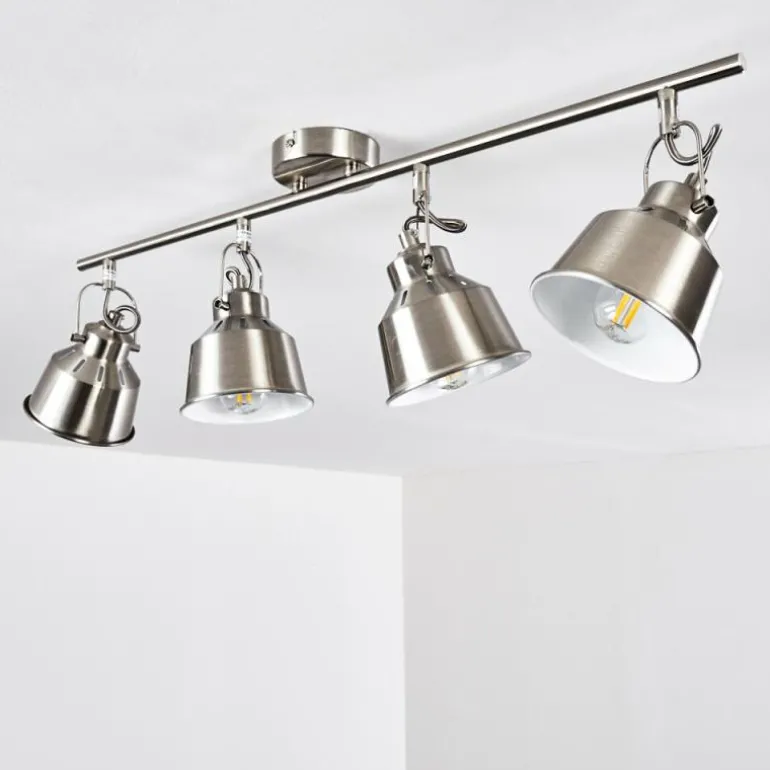 Plafonnier Safari Chrome brossé, 4 lumières