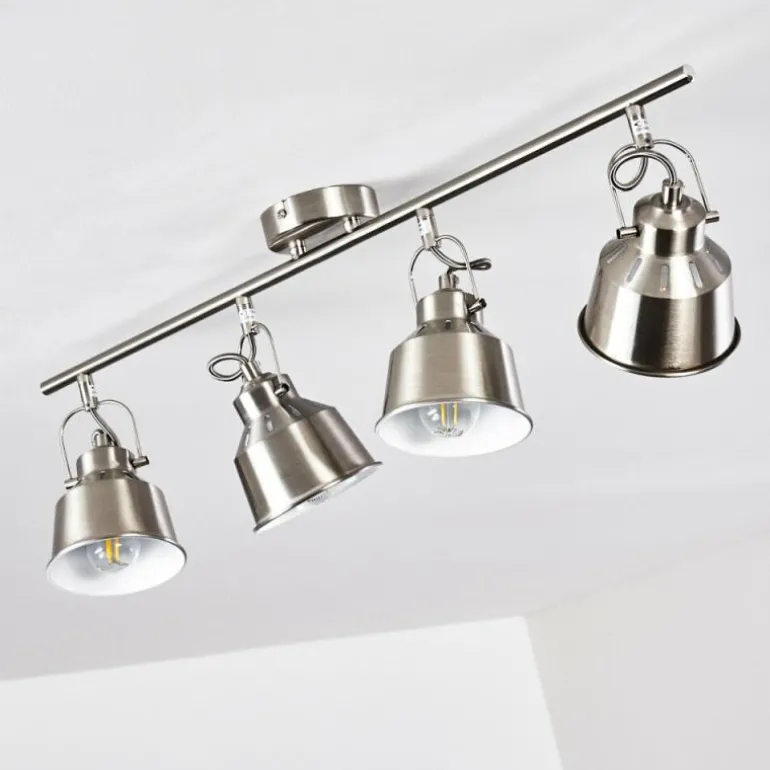 Plafonnier Safari Chrome brossé, 4 lumières