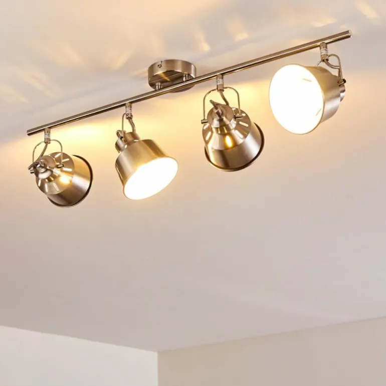 Plafonnier Safari Chrome brossé, 4 lumières