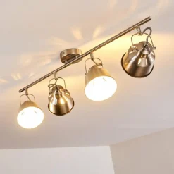 Plafonnier Safari Chrome brossé, 4 lumières