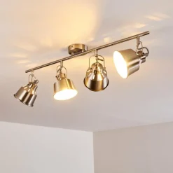 Plafonnier Safari Chrome brossé, 4 lumières