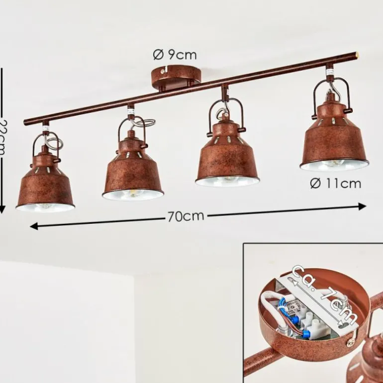 Plafonnier Safari Rouille, 4 lumières