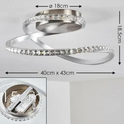 Plafonnier Saginaw LED Nickel mat, 1 lumière, Télécommandes, Changeur de couleurs