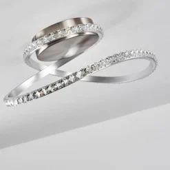 Plafonnier Saginaw LED Nickel mat, 1 lumière, Télécommandes, Changeur de couleurs