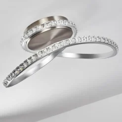 Plafonnier Saginaw LED Nickel mat, 1 lumière, Télécommandes, Changeur de couleurs