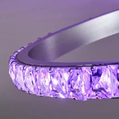 Plafonnier Saginaw LED Nickel mat, 1 lumière, Télécommandes, Changeur de couleurs