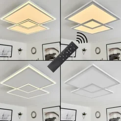 Plafonnier Salamo LED Blanc, 1 lumière, Télécommandes