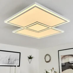 Plafonnier Salamo LED Blanc, 1 lumière, Télécommandes