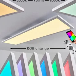 Plafonnier Salmi LED Blanc, 1 lumière, Télécommandes, Changeur de couleurs