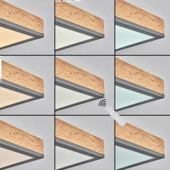 Plafonnier Salmi LED Brun, Couleur bois, Noir, 1 lumière, Télécommandes