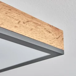 Plafonnier Salmi LED Brun, Couleur bois, Noir, 1 lumière, Télécommandes