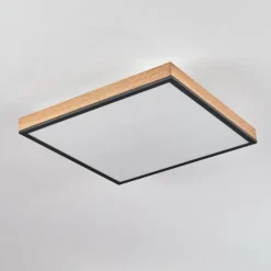 Plafonnier Salmi LED Brun, Couleur bois, Noir, 1 lumière, Télécommandes