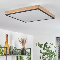 Plafonnier Salmi LED Brun, Couleur bois, Noir, 1 lumière, Télécommandes