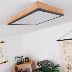 Plafonnier Salmi LED Couleur bois, Noir, Blanc, 1 lumière