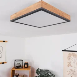 Plafonnier Salmi LED Couleur bois, Noir, Blanc, 1 lumière