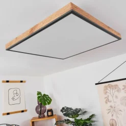 Plafonnier Salmi LED Couleur bois, Noir, Blanc, 1 lumière