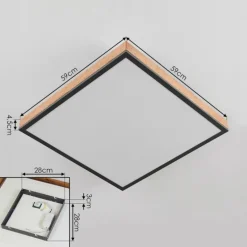 Plafonnier Salmi LED Couleur bois, Noir, Blanc, 1 lumière