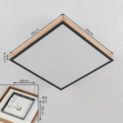 Plafonnier Salmi LED Couleur bois, Noir, Blanc, 1 lumière