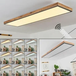 Plafonnier Salmi LED Couleur bois, Noir, Blanc, 1 lumière, Télécommandes