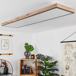 Plafonnier Salmi LED Couleur bois, Noir, Blanc, 1 lumière, Télécommandes