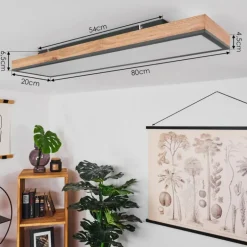 Plafonnier Salmi LED Couleur bois, Noir, Blanc, 1 lumière