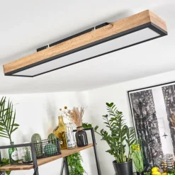 Plafonnier Salmi LED Couleur bois, Noir, Blanc, 1 lumière