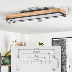 Plafonnier Salmi LED Couleur bois, Noir, Blanc, 1 lumière