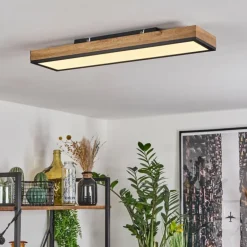 Plafonnier Salmi LED Couleur bois, Noir, Blanc, 1 lumière