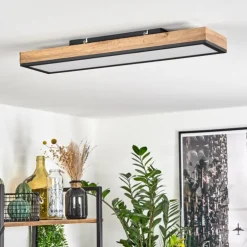 Plafonnier Salmi LED Couleur bois, Noir, Blanc, 1 lumière