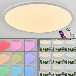 Plafonnier Sani LED Blanc, 1 lumière, Télécommandes, Changeur de couleurs