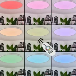 Plafonnier Sani LED Blanc, 1 lumière, Télécommandes, Changeur de couleurs