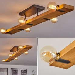 Plafonnier Schanis Écru, Noir, 5 lumières