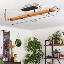 Plafonnier Schanis Écru, Noir, 5 lumières