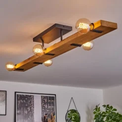 Plafonnier Schanis Écru, Noir, 5 lumières