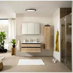 Plafonnier SCHÖNER WOHNEN-Kollektion Flat LED Noir, Blanc, 1 lumière