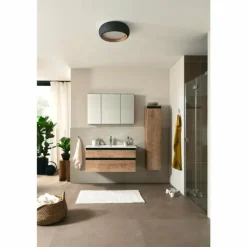 Plafonnier SCHÖNER WOHNEN-Kollektion Wood LED Couleur bois, Noir, 1 lumière