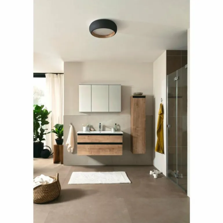 Plafonnier SCHÖNER WOHNEN-Kollektion Wood LED Couleur bois, Noir, 1 lumière