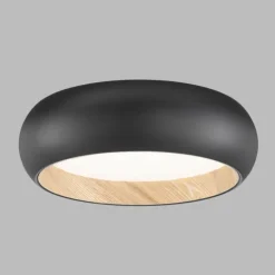 Plafonnier SCHÖNER WOHNEN-Kollektion Wood LED Couleur bois, Noir, 1 lumière