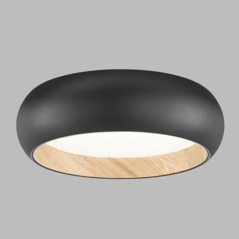 Plafonnier SCHÖNER WOHNEN-Kollektion Wood LED Couleur bois, Noir, 1 lumière