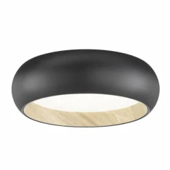 Plafonnier SCHÖNER WOHNEN-Kollektion Wood LED Couleur bois, Noir, 1 lumière