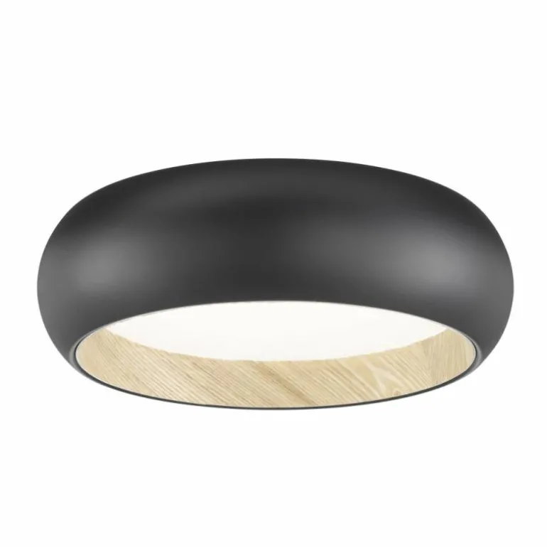 Plafonnier SCHÖNER WOHNEN-Kollektion Wood LED Couleur bois, Noir, 1 lumière