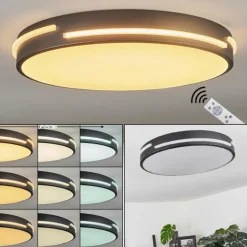 Plafonnier Seewen LED Noir, Blanc, 1 lumière, Télécommandes