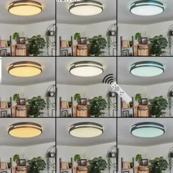 Plafonnier Seewen LED Noir, Blanc, 1 lumière, Télécommandes