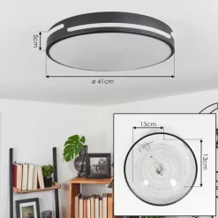 Plafonnier Seewen LED Noir, Blanc, 1 lumière, Télécommandes